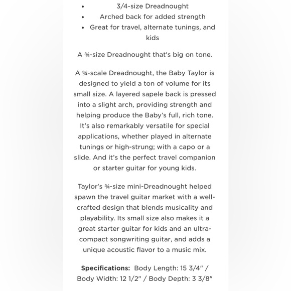 Baby Taylor Guitar Model BT2 - Picture 8 of 8